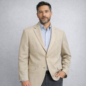 Versini 100% Silk Beige Textured Sport Coat Blazer Classic Tailored Men's 44R